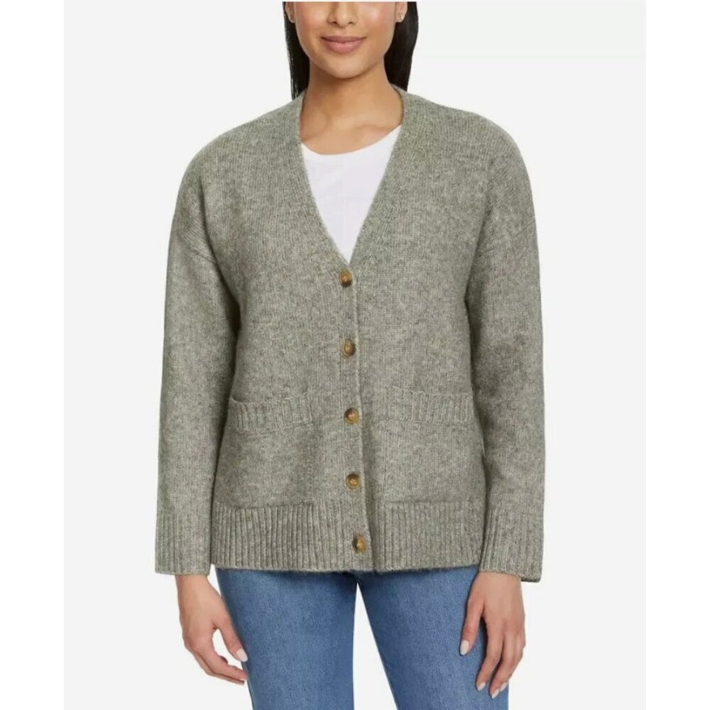 Ella Moss Button-Up Womens Cardigan Large Gray Relaxed Fit d0093